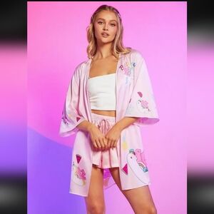 SHEIN X Care Bears Cartoon Belted Bathrobe